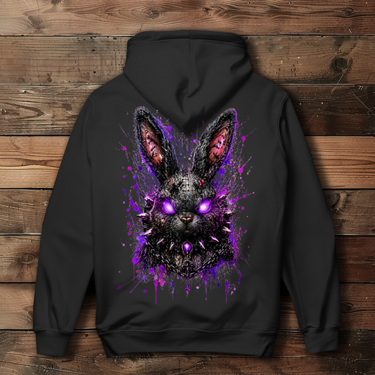 Damen Hoodie Dramatischer, punkiger Hasenkopf in Neon-Glanz