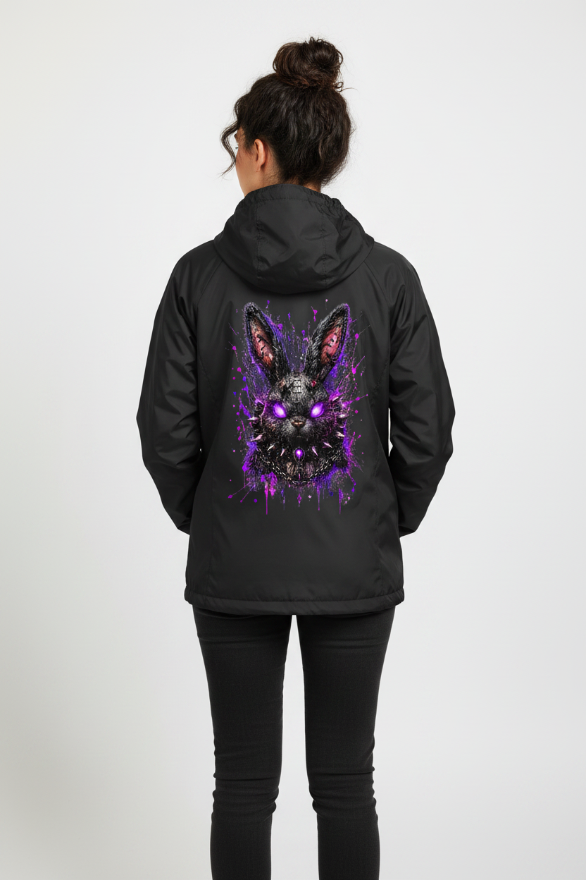 Windbreaker Dramatischer, punkiger Hasenkopf in Neon-Glanz
