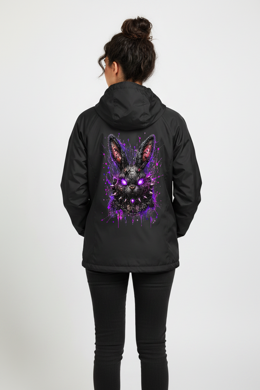 Windbreaker Dramatischer, punkiger Hasenkopf in Neon-Glanz