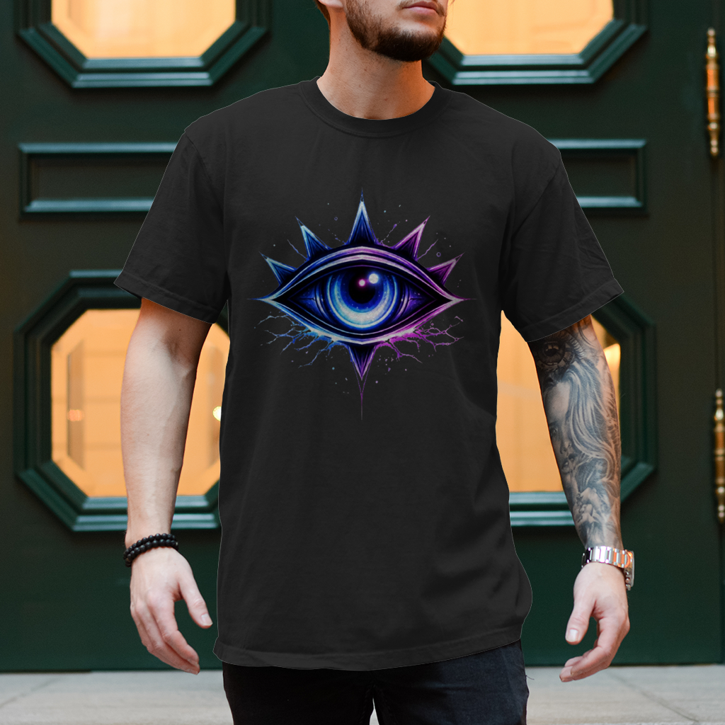 Herren T-Shirt Neon-magenta mystische Augenemblemm