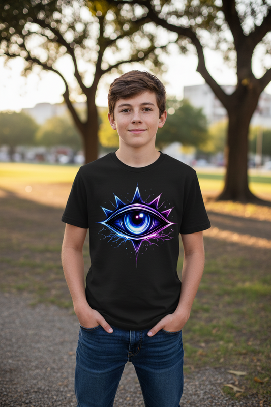 Kinder Basic T-Shirt Neon-magenta mystische Augenemblemm