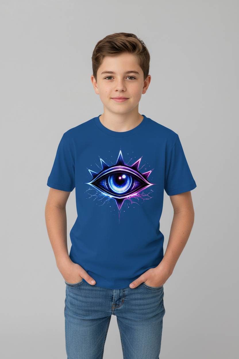 Kinder Basic T-Shirt Neon-magenta mystische Augenemblemm