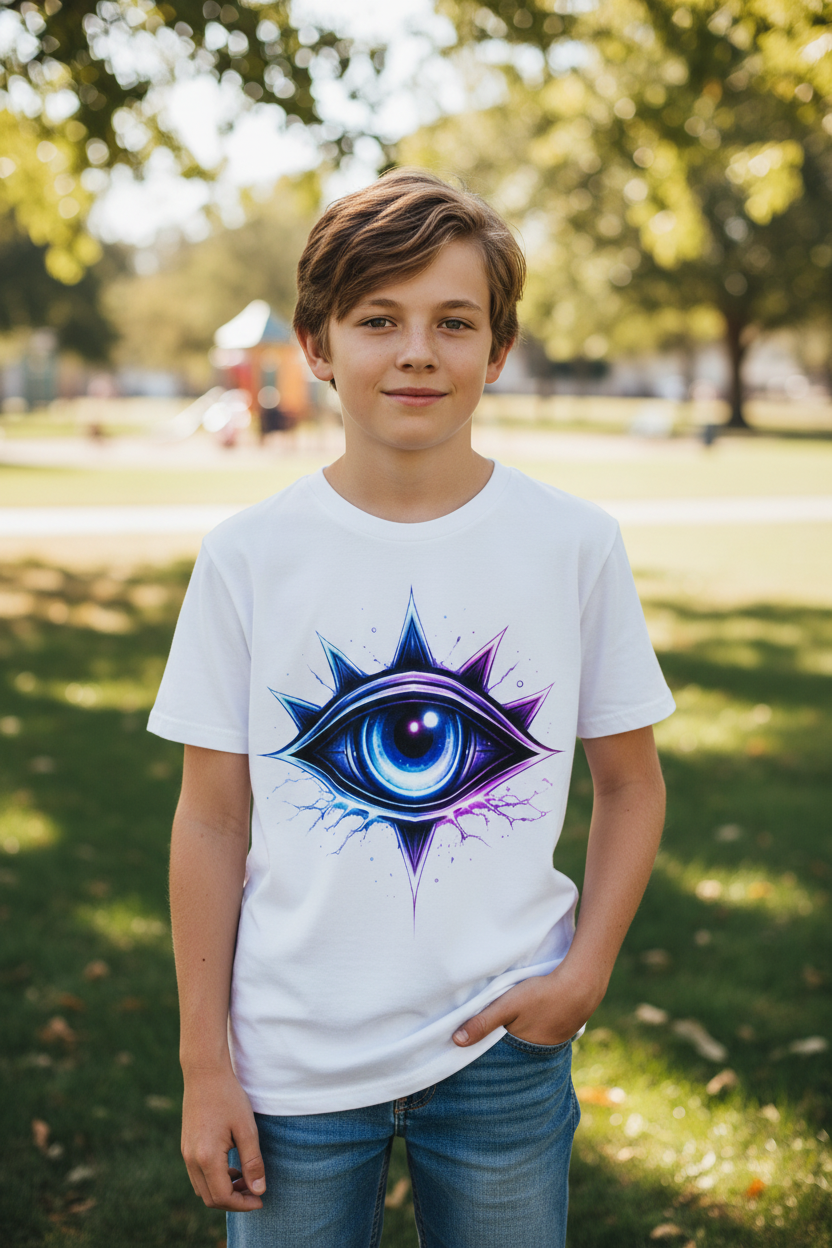 Kinder Basic T-Shirt Neon-magenta mystische Augenemblemm