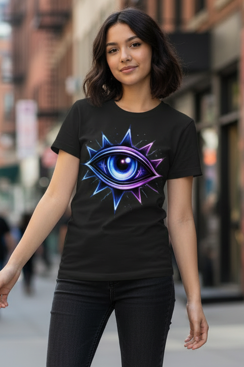 Kinder Basic T-Shirt Neon-magenta mystische Augenemblemm