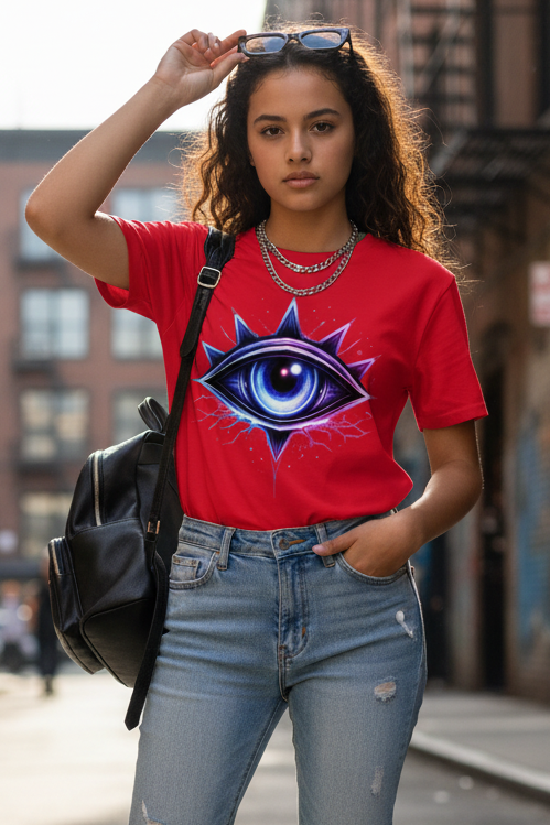 Kinder Basic T-Shirt Neon-magenta mystische Augenemblemm
