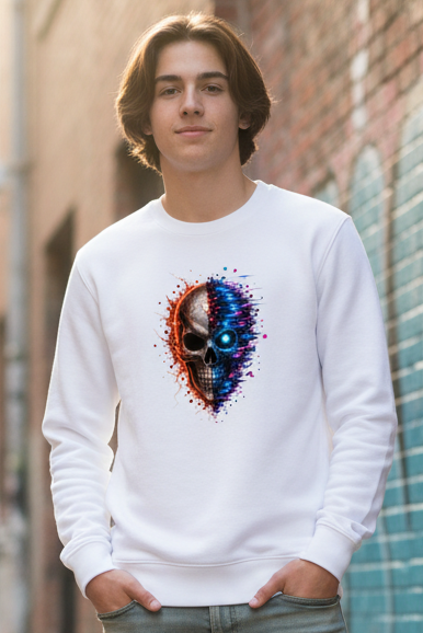Kinder Sweatshirt Feuriger versus digitaler Totenschädel