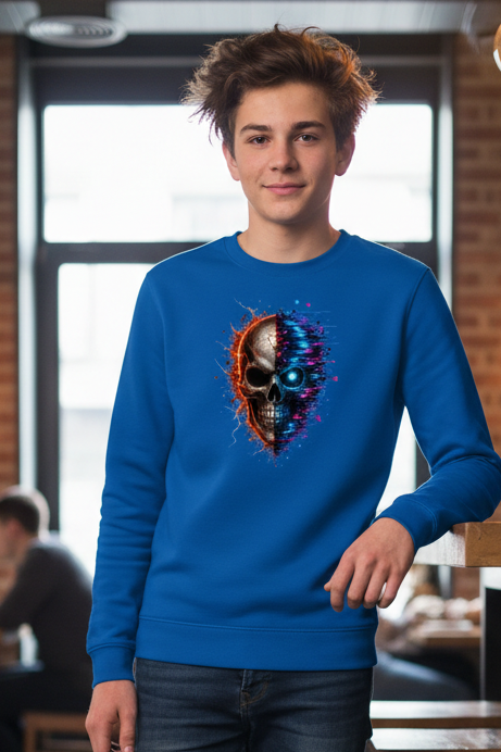 Kinder Sweatshirt Feuriger versus digitaler Totenschädel