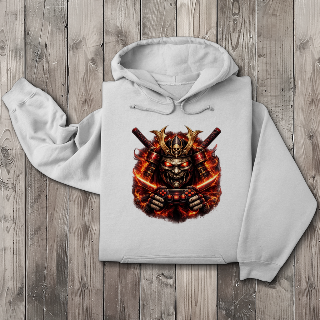 Herren Hoodie Dämonischer Samurai mit brennenden Katanas