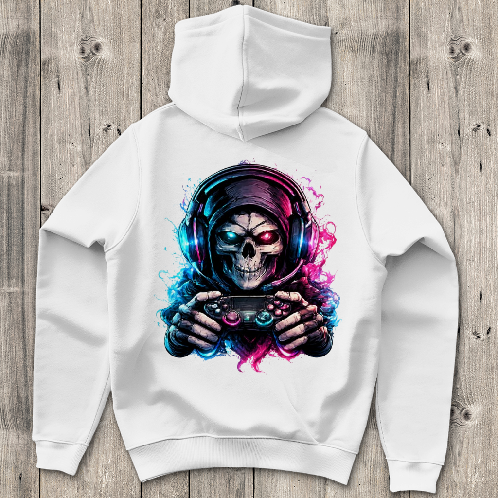 Herren Hoodie Grimmiger Gamer mit leuchtendem Headset