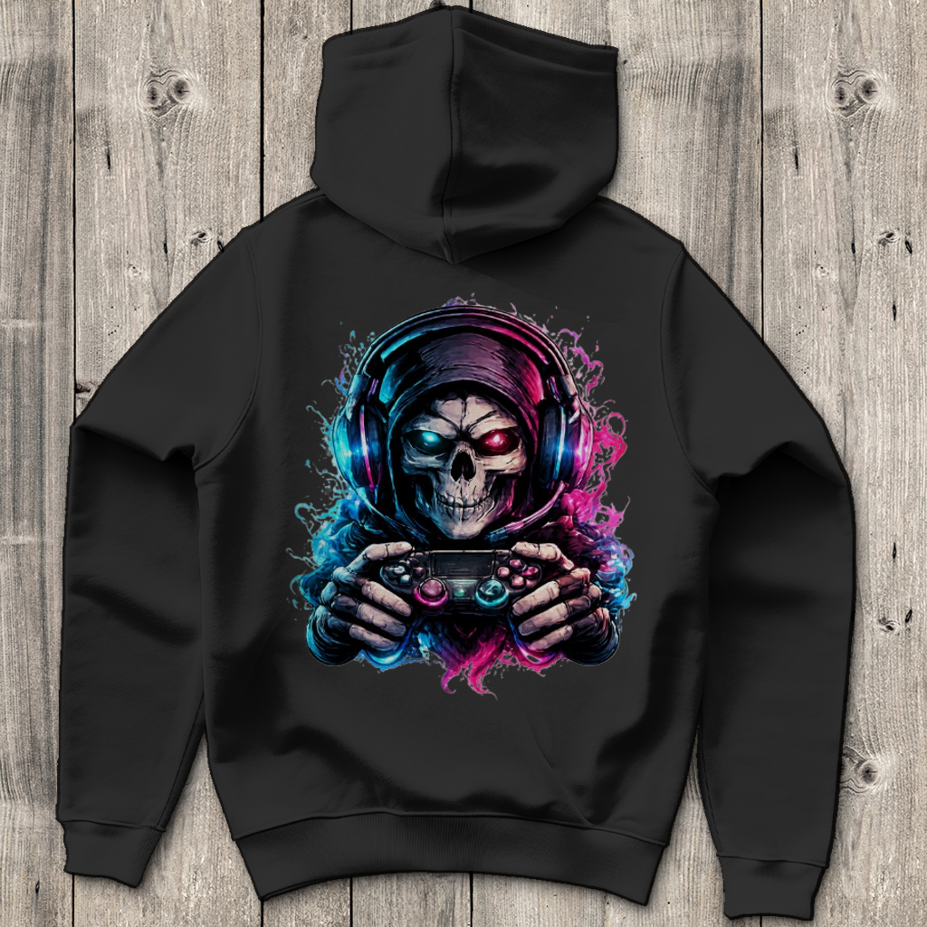Herren Hoodie Grimmiger Gamer mit leuchtendem Headset