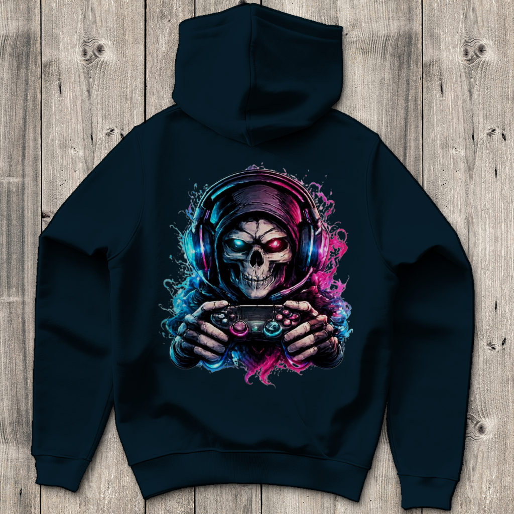 Herren Hoodie Grimmiger Gamer mit leuchtendem Headset
