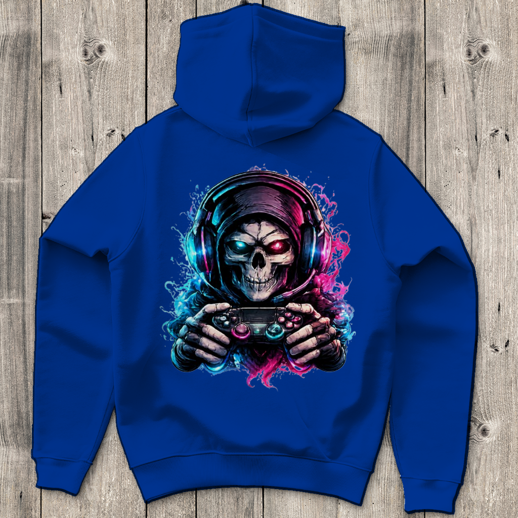 Herren Hoodie Grimmiger Gamer mit leuchtendem Headset
