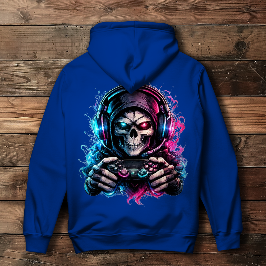 Damen Hoodie Grimmiger Gamer mit leuchtendem Headset