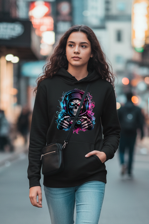 Kids Basic Hoodie Grimmiger Gamer mit leuchtendem Headset
