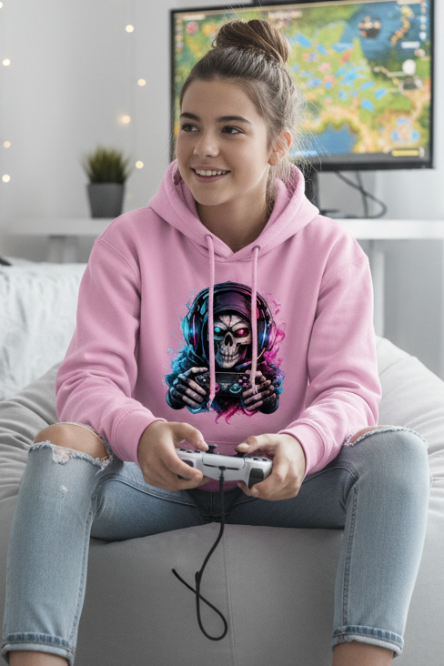 Kids Basic Hoodie Grimmiger Gamer mit leuchtendem Headset