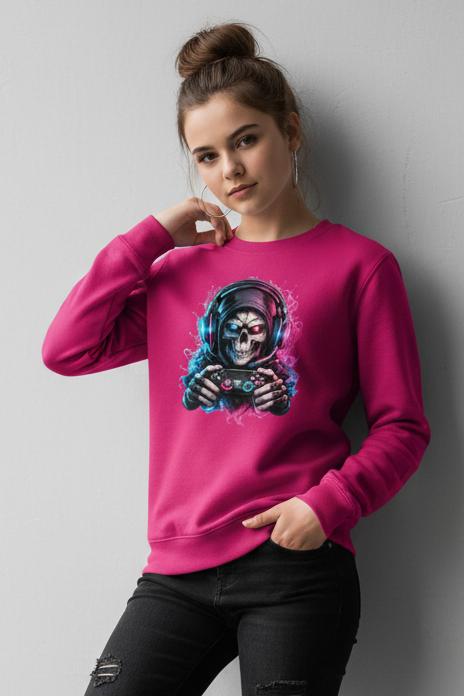 Kinder Sweatshirt Grimmiger Gamer mit leuchtendem Headset