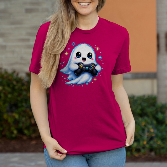 Damen T-Shirt Kleiner Geistermascot mit Spielcontroller