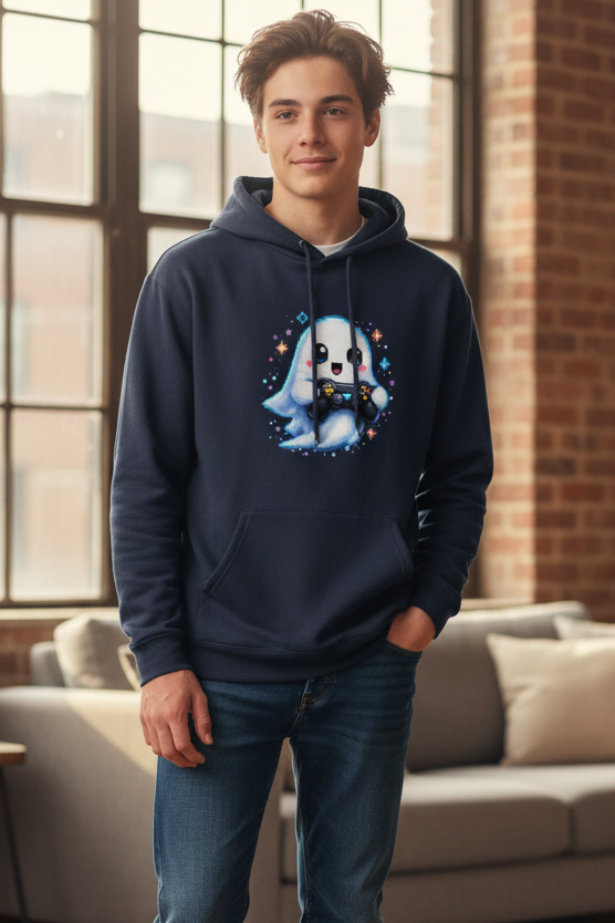 Kids Basic Hoodie Kleiner Geistermascot mit Spielcontroller