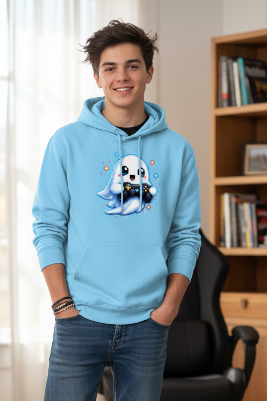 Kids Basic Hoodie Kleiner Geistermascot mit Spielcontroller