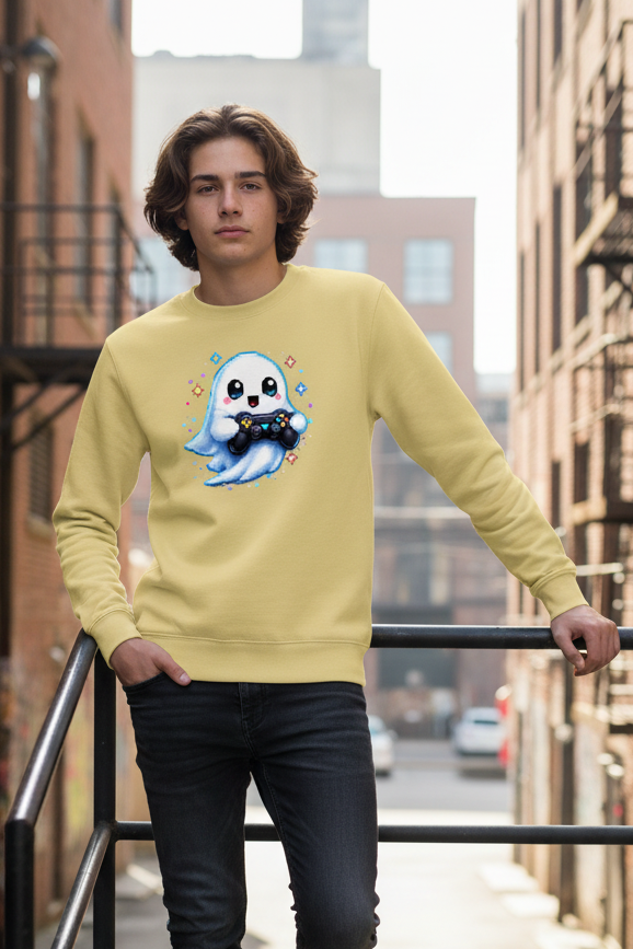 Kinder Sweatshirt Kleiner Geistermascot mit Spielcontroller