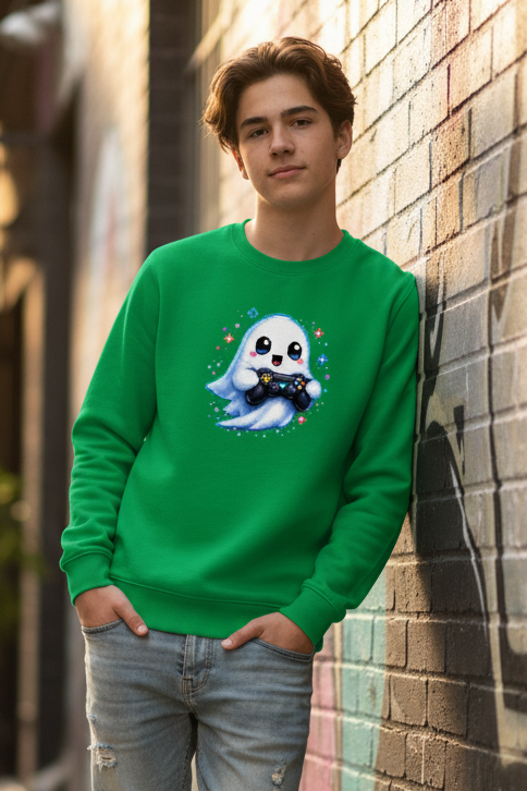 Kinder Sweatshirt Kleiner Geistermascot mit Spielcontroller