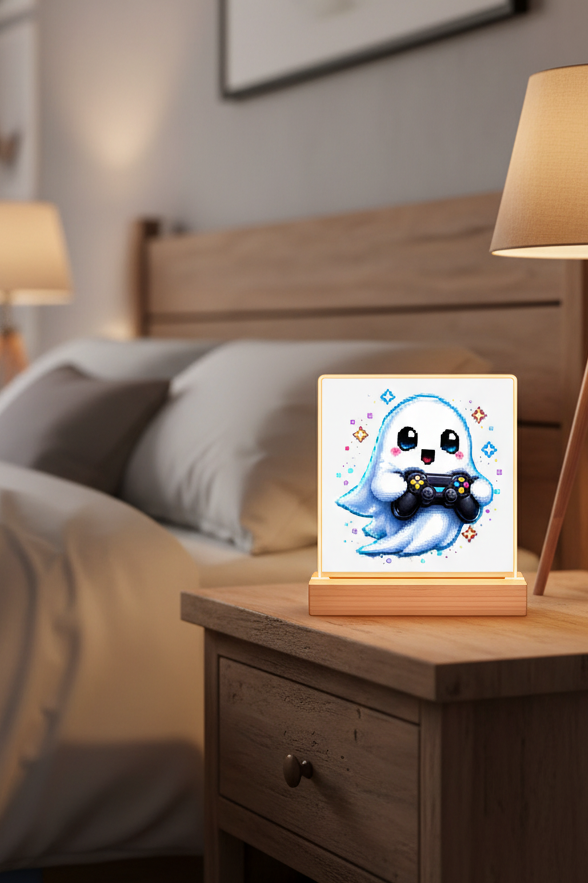 Beleuchteter Bilderrahmen Quadrat Kleiner Geistermascot mit Spielcontroller