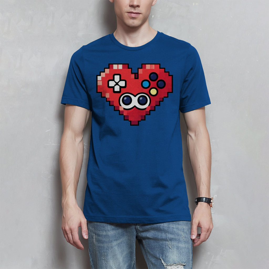 Herren T-Shirt Pixel Herz Controller