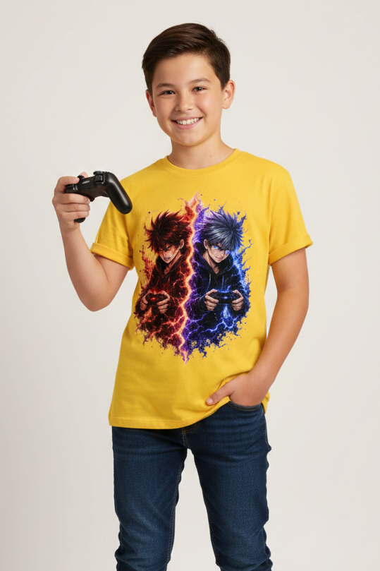 Kinder Basic T-Shirt Elektrische Rivalen im Kampf