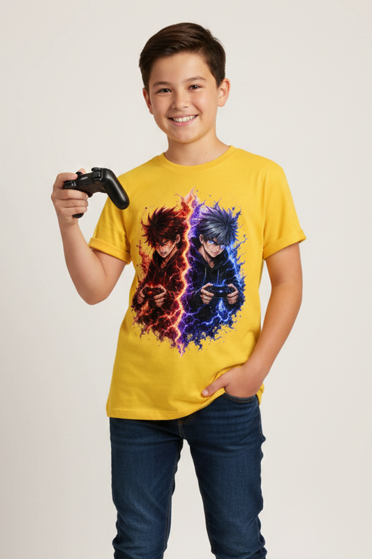 Kinder Basic T-Shirt Elektrische Rivalen im Kampf