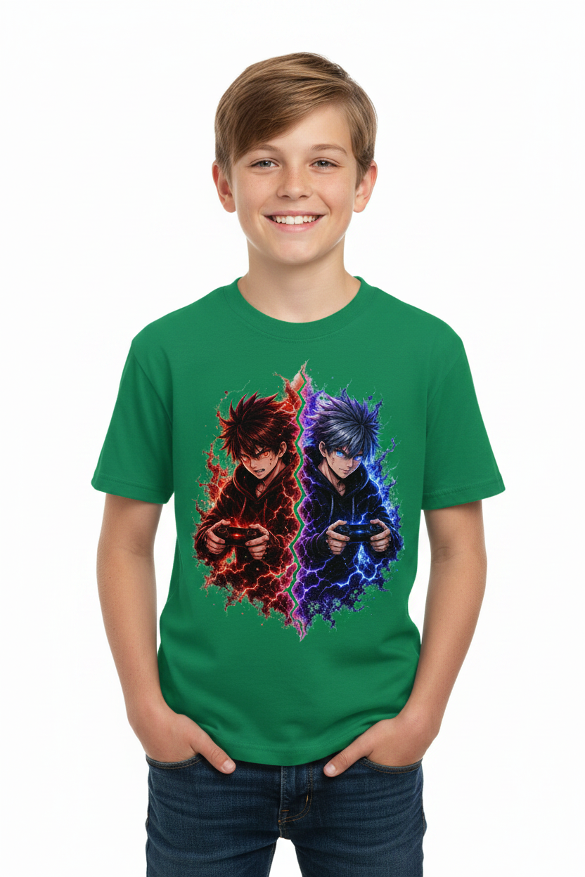 Kinder Basic T-Shirt Elektrische Rivalen im Kampf