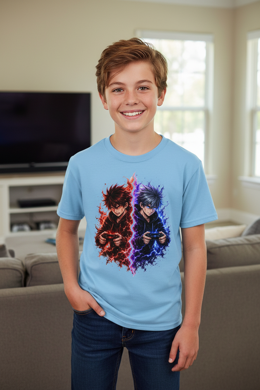 Kinder Basic T-Shirt Elektrische Rivalen im Kampf