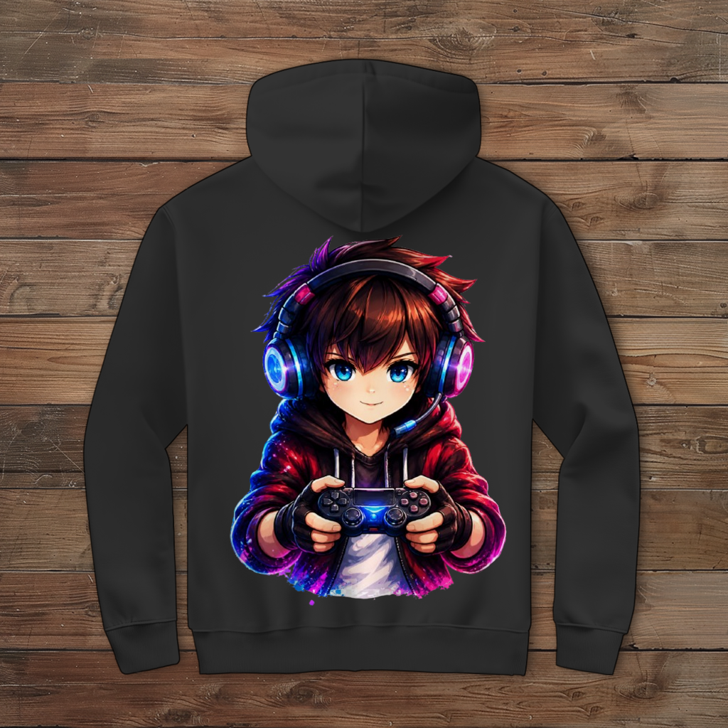 Herren Zipper Hoodie Anime Gamer mit Neon-Lichtern