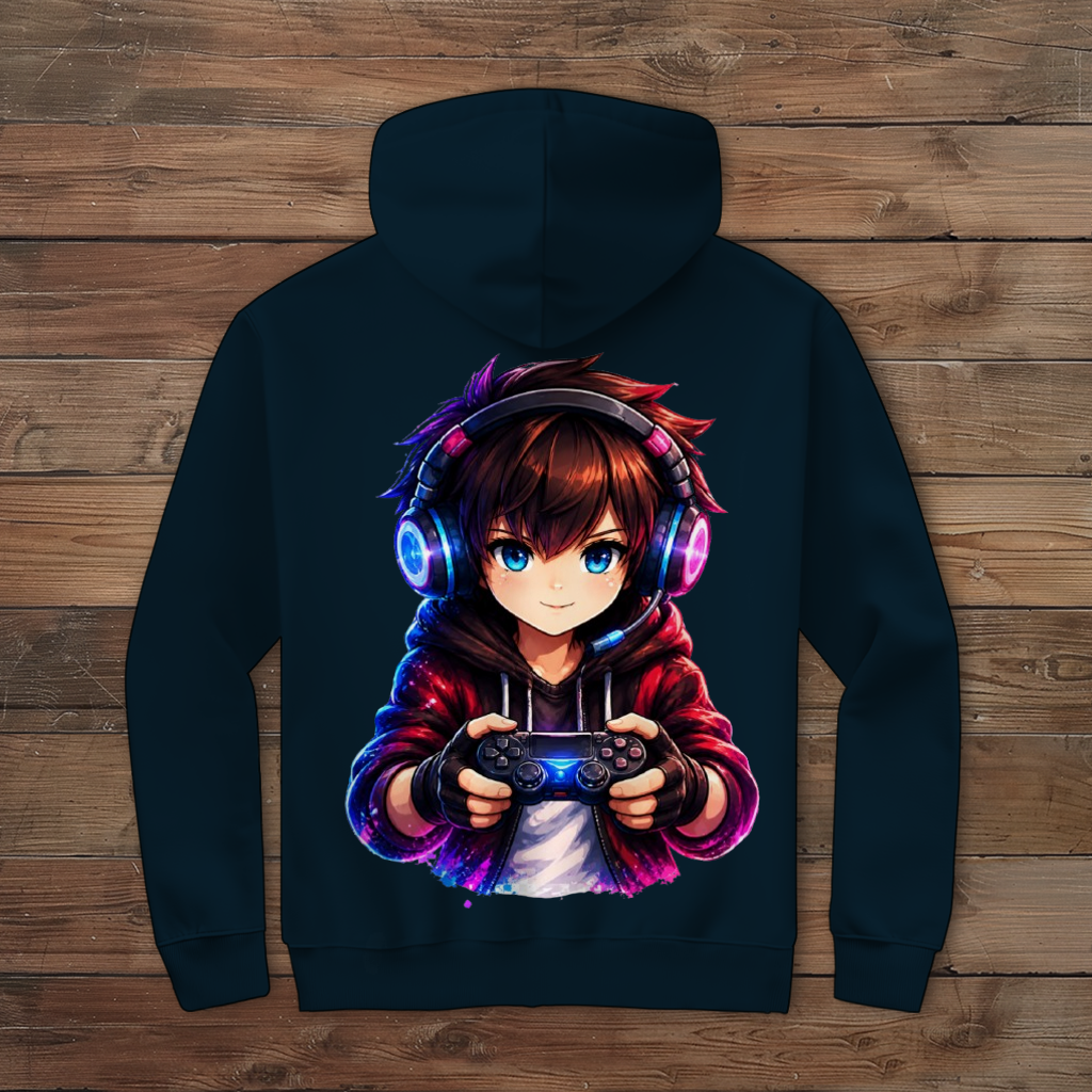 Herren Zipper Hoodie Anime Gamer mit Neon-Lichtern