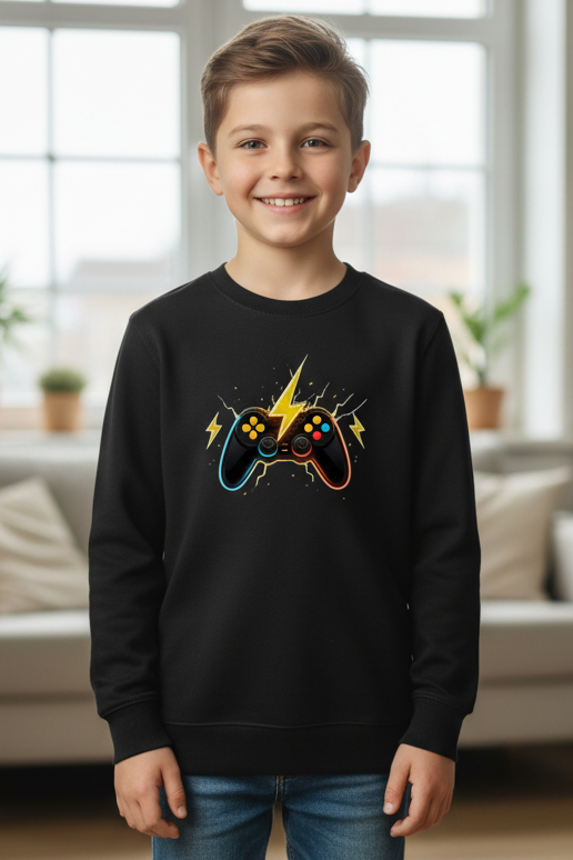 Kinder Sweatshirt Elektrische Energie um den Controller