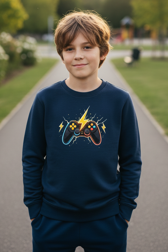 Kinder Sweatshirt Elektrische Energie um den Controller