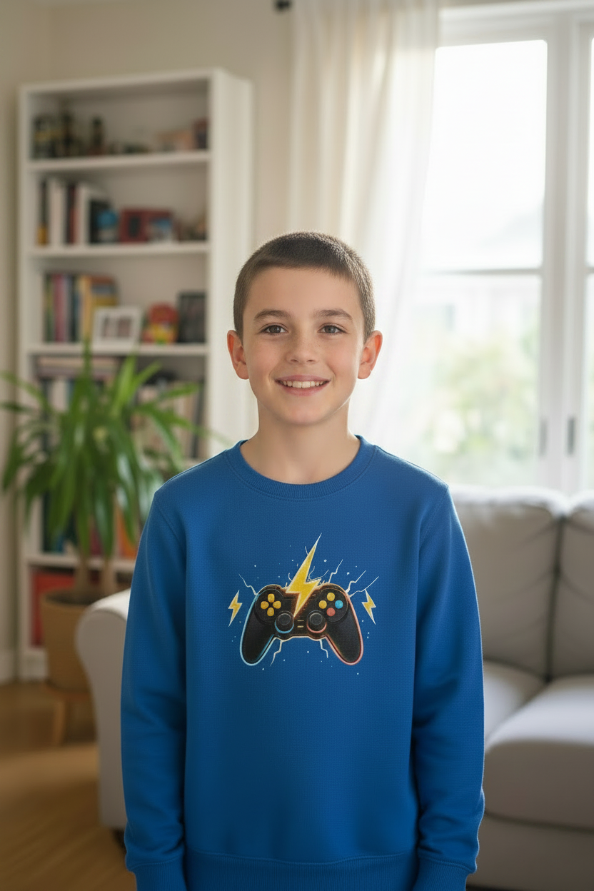 Kinder Sweatshirt Elektrische Energie um den Controller