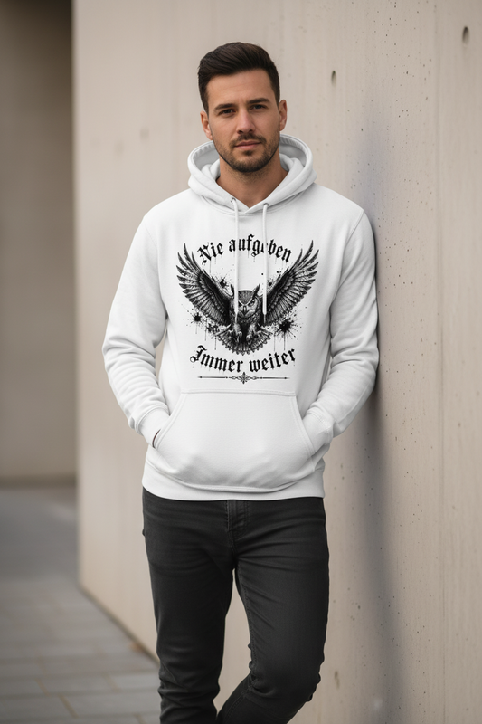 Herren Hoodie Kämpfender Kauz im schwarzen Grunge-Stil