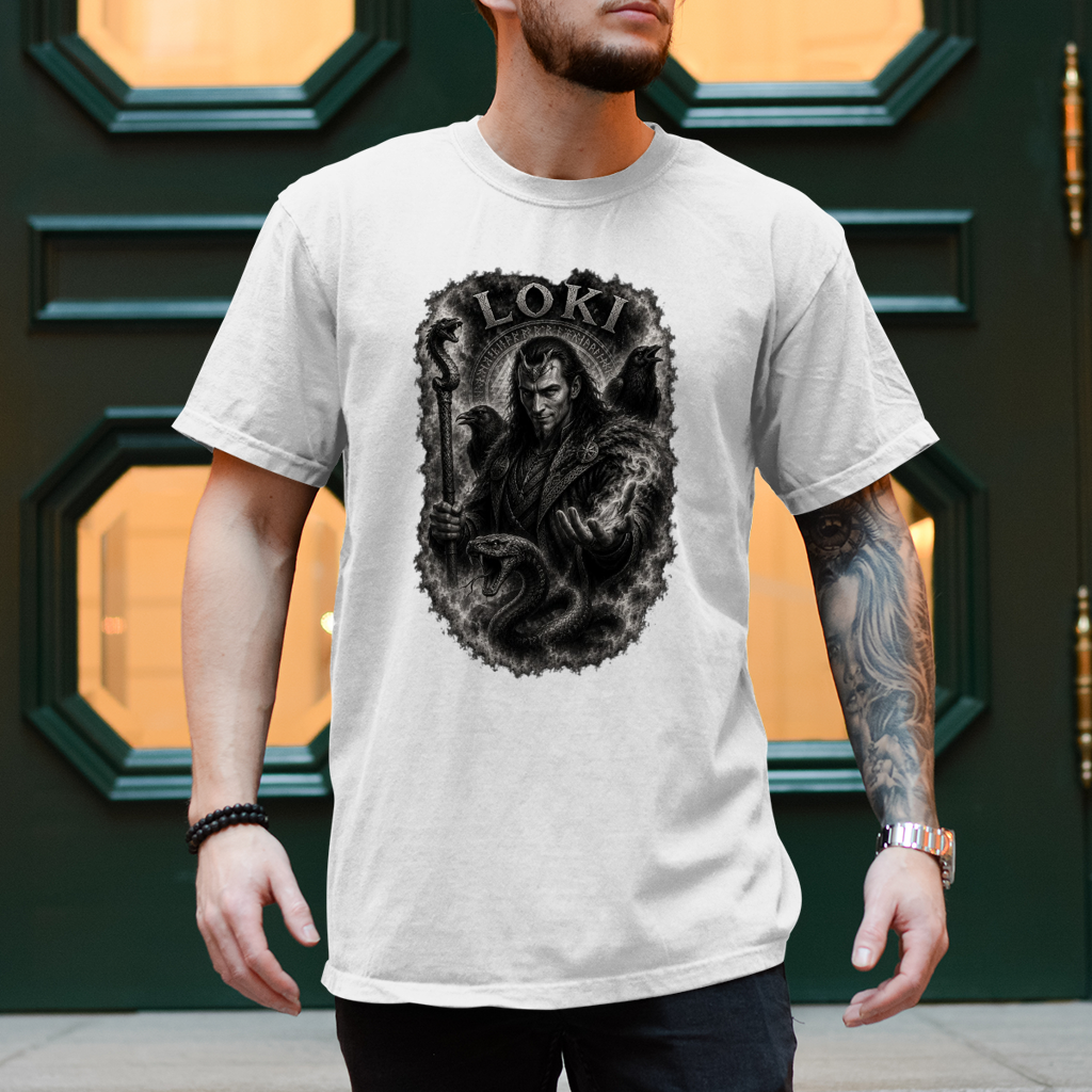 Herren T-Shirt Loki in mystischer düsterer Pose
