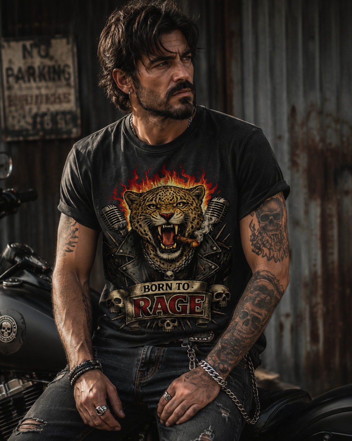 Herren T-Shirt Leopard Born To RAGE