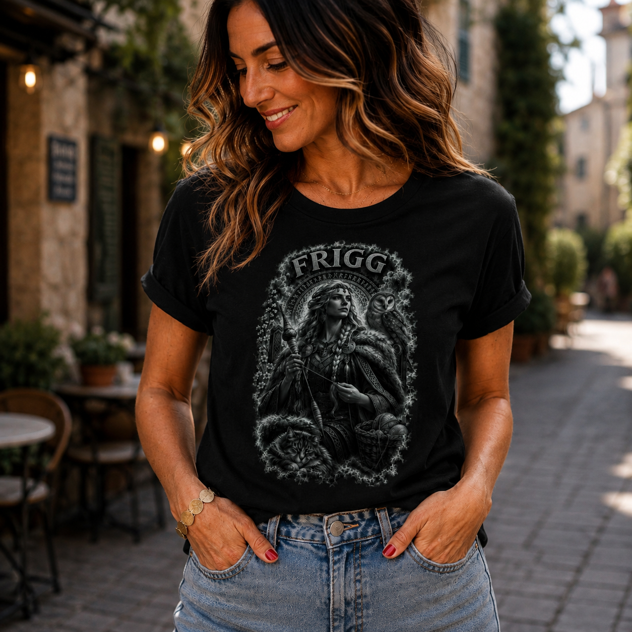 Damen T-Shirt Frigg die Schicksalsweberin