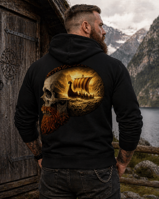 Herren Zipper Hoodie Vikinger im Schädelmeer