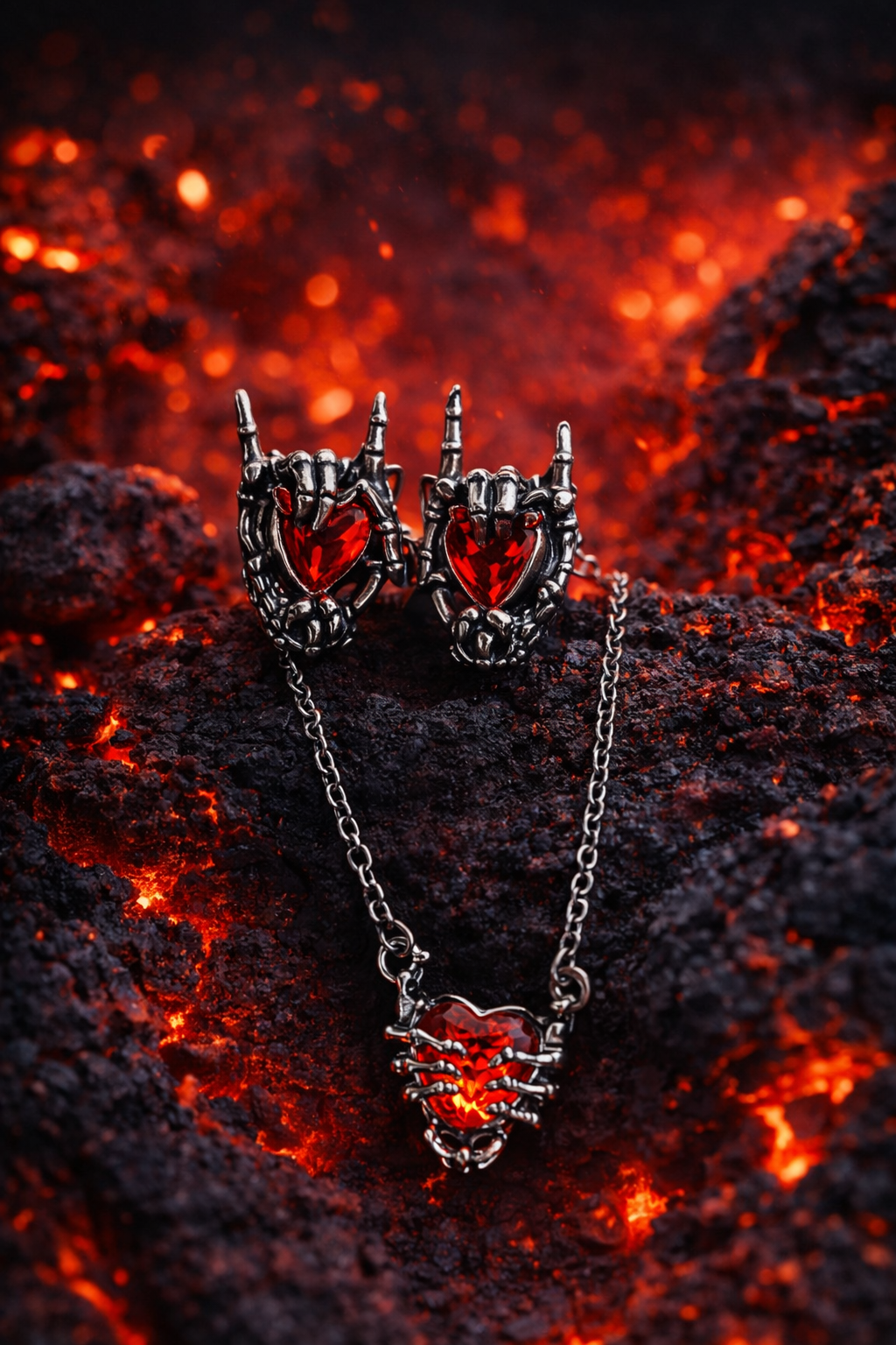 🖤❤️ Schmuckset „Dark Heart“ – Halskette & Ohrstecker ❤️🖤