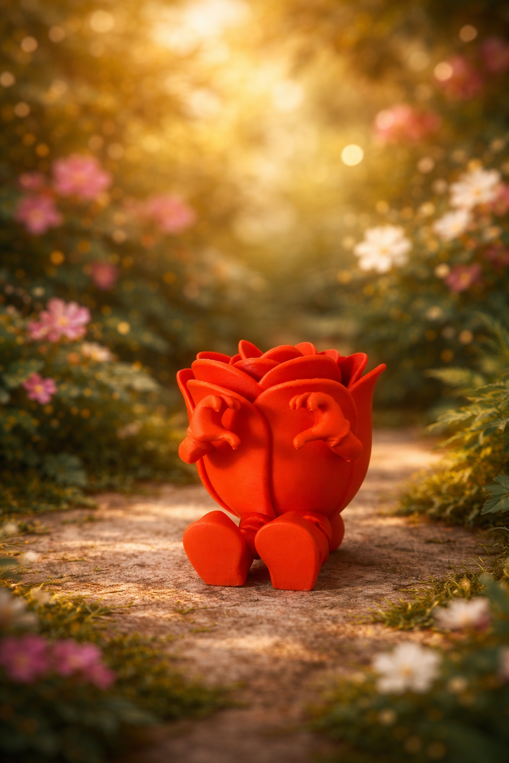 3D-gedruckte Rosenfigur – Sitzende Rose