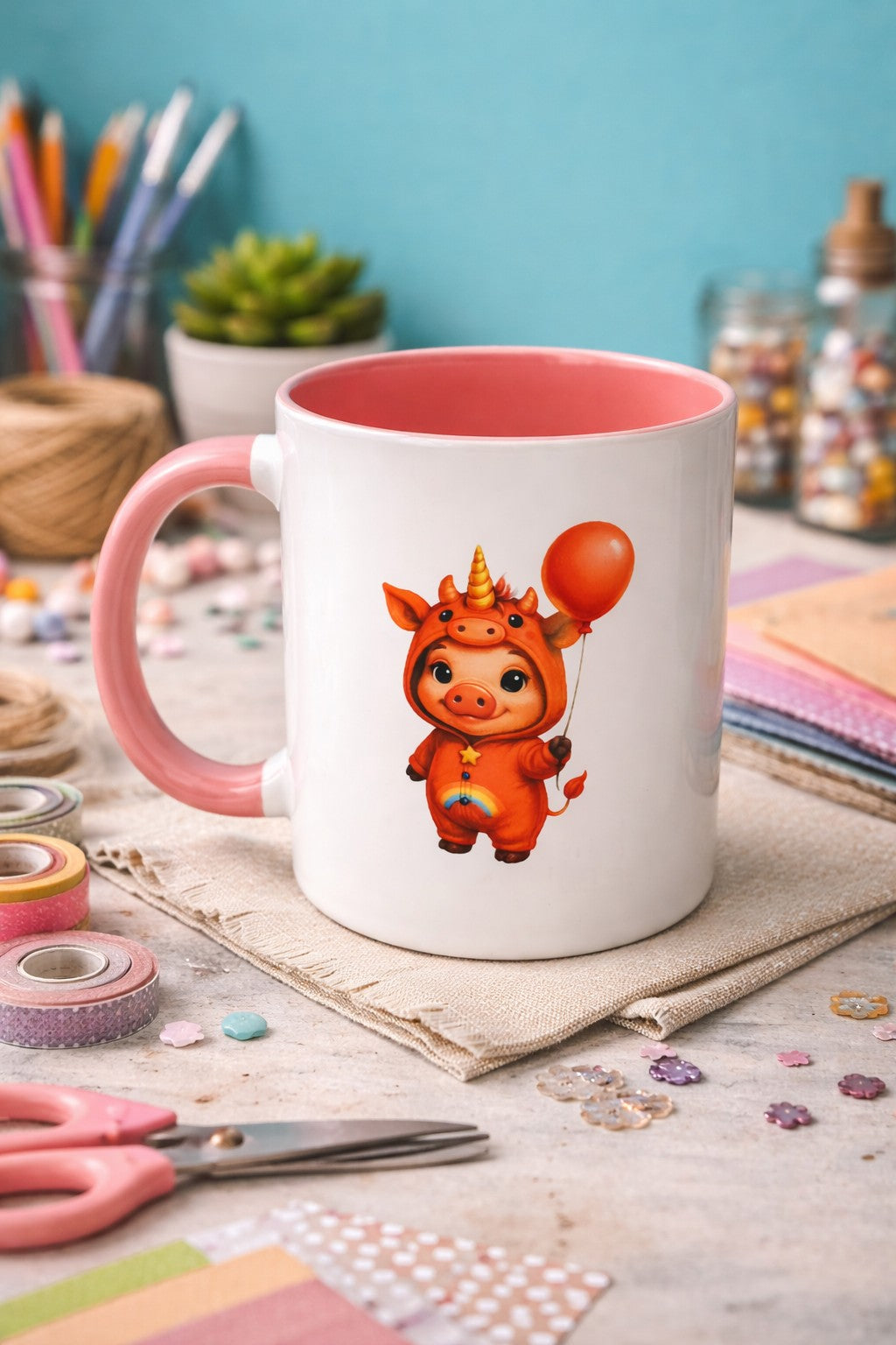 🎈 Zauberhafte Tasse mit Einhorn-Schweinchen 🦄🐷