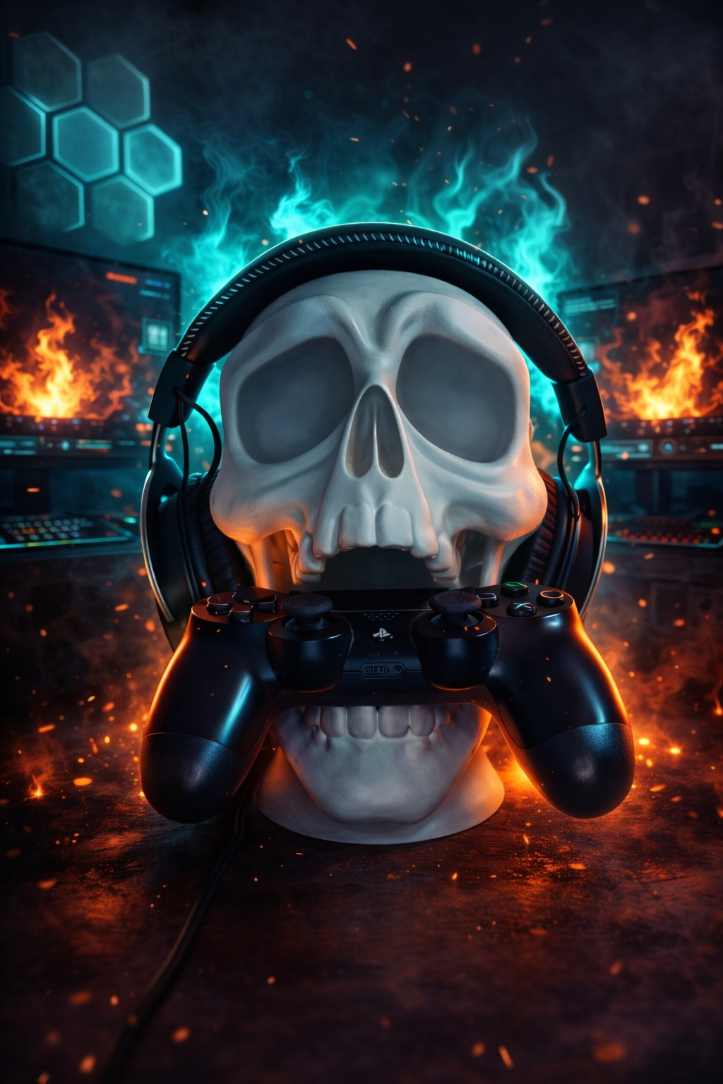 💀 Gaming- und Headset-Halter „Skull“ (3D-Druck) 💀