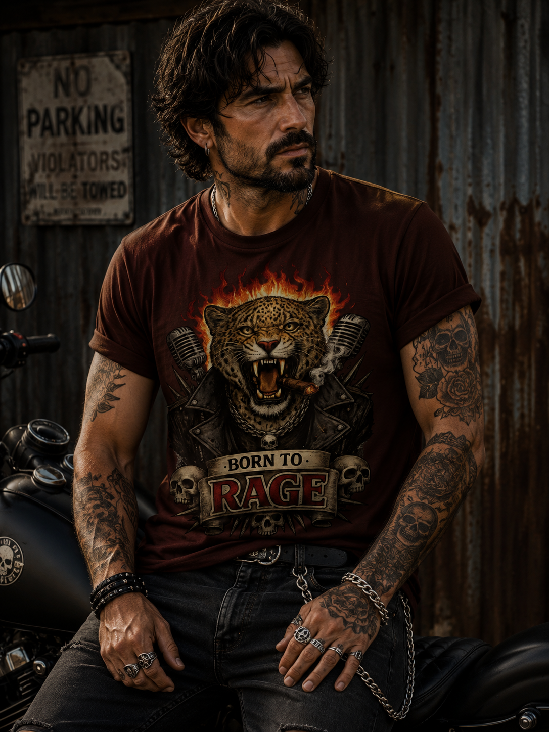 Herren T-Shirt Leopard Born To RAGE