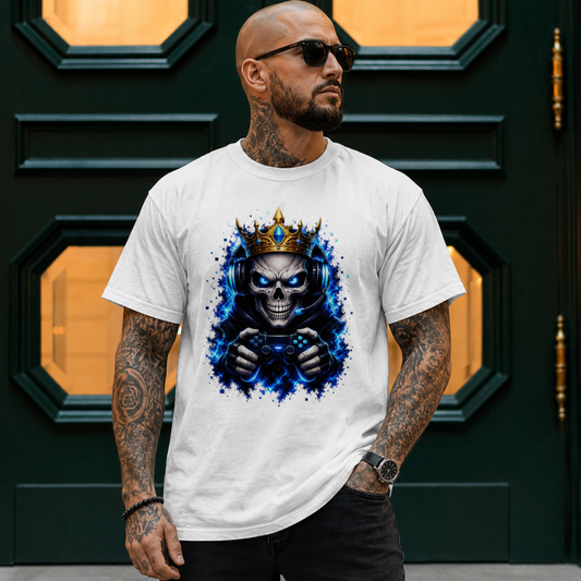 Herren T-Shirt Königlicher Gamer-Skelett-Maskottchen