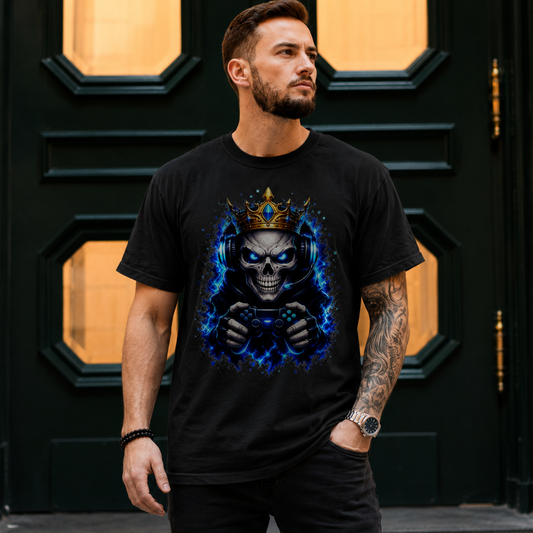 Herren T-Shirt Königlicher Gamer-Skelett-Maskottchen