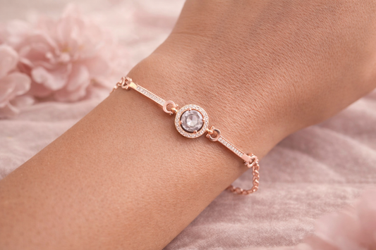 💎 Armband in Roségold-Optik mit Kristallstein 💎