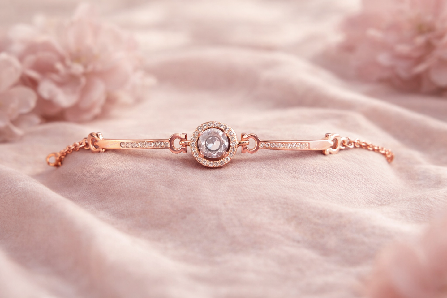 💎 Armband in Roségold-Optik mit Kristallstein 💎